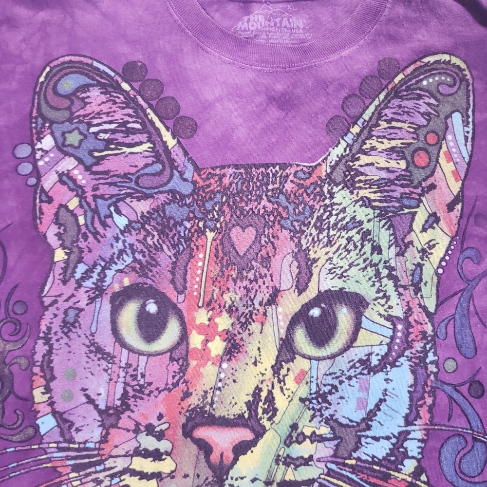 The Mountain Cat Face Shirt Kitty Tie Dye Hippie 70s Psychedelic Trippy - Picture 4 of 10